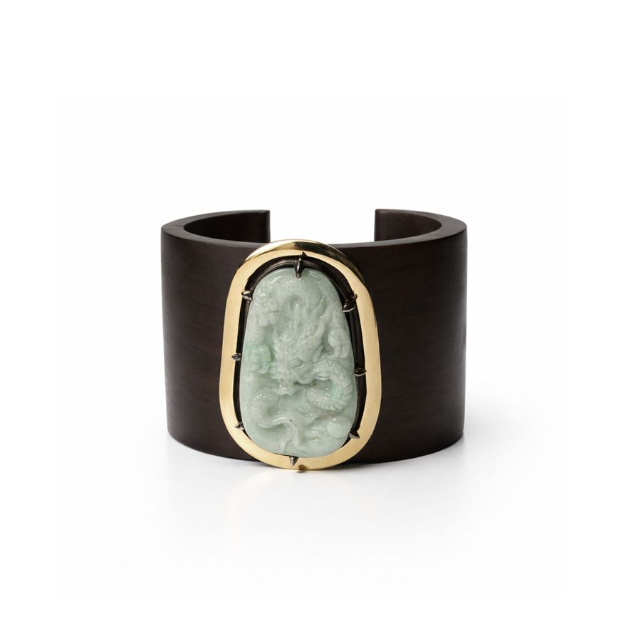 Ebony and jade bracelet with double setting Totem | BR EBBR AGN